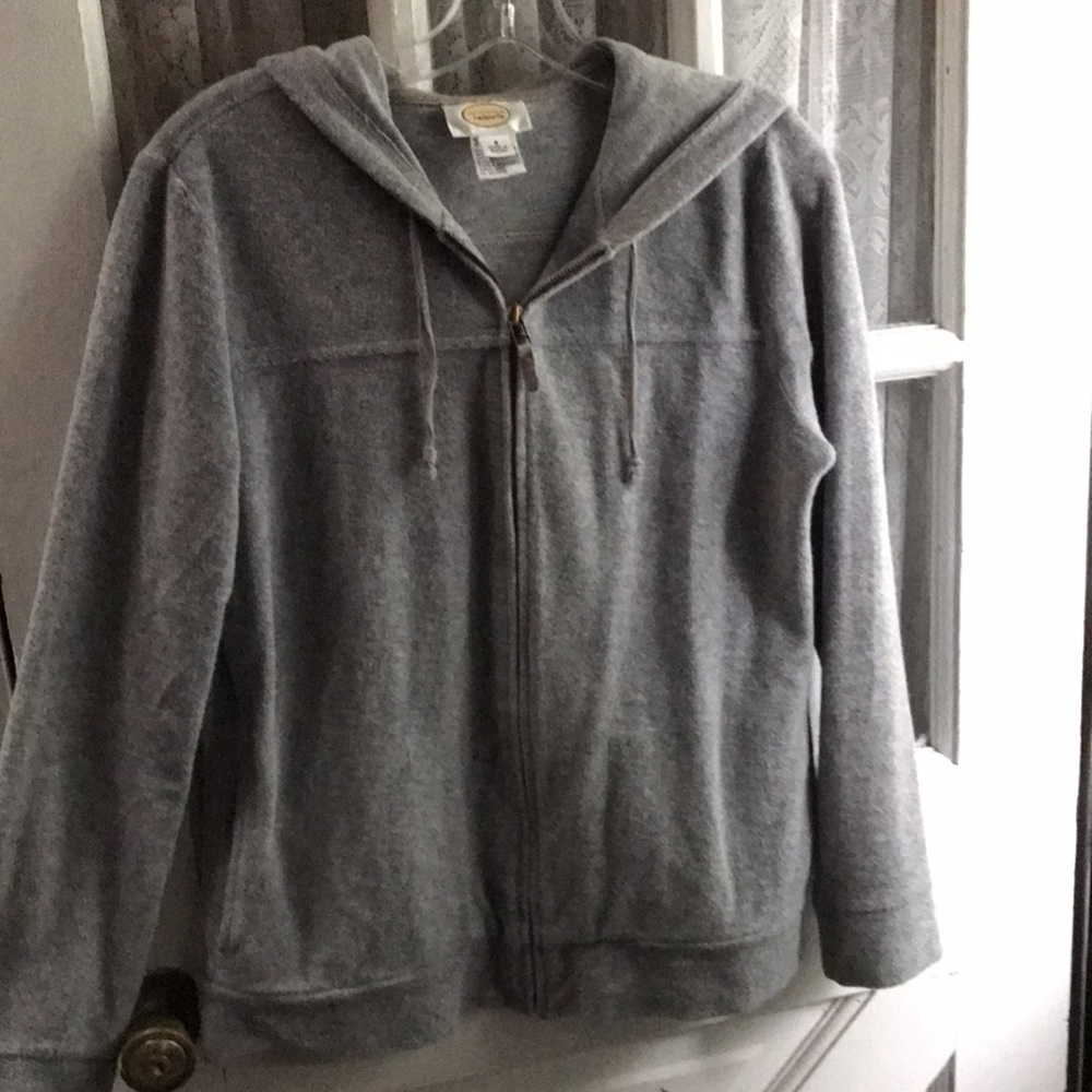 Talbots Gray Hoodie Sweatshirt Full Zipper
